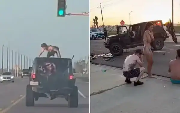Homem grava vídeo fazendo twerking no teto de carro e o pior acontece