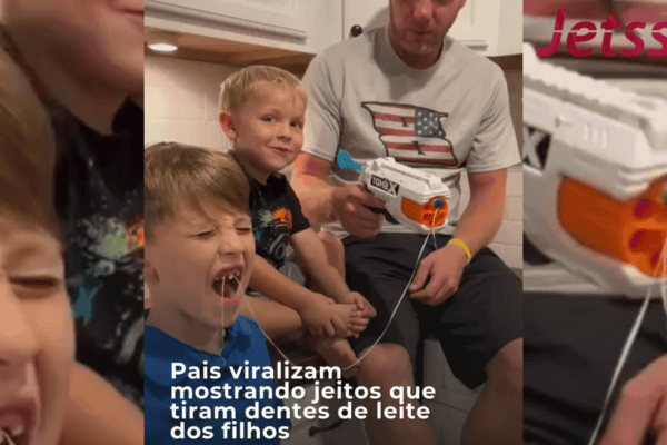 Pais viralizam mostrando jeitos que tiram dentes de leite dos filhos