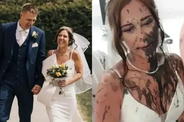 Cunhada não convidada invade casamento e joga tinta no vestido da noiva