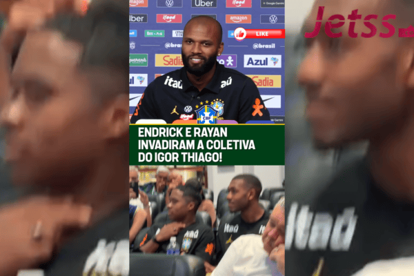 Endrick e Rayan invadiram a coletiva de Igor Thiago