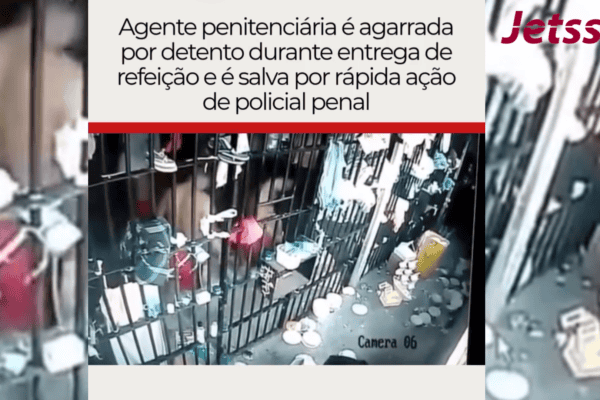Agente penitenciária é agarrada por detento durante entrega de refeição e é salva por rápida ação de policial penal
