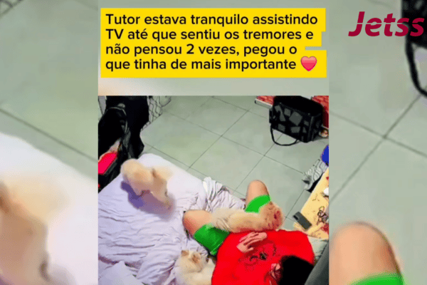 Tutor estava tranquilo até que sentiu os tremores e não pensou 2 vezes, pegou o que tinha de mais importante