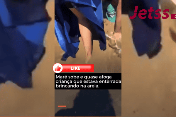 Mare sobe e quase atoga criança que estava enterrada brincando na areia