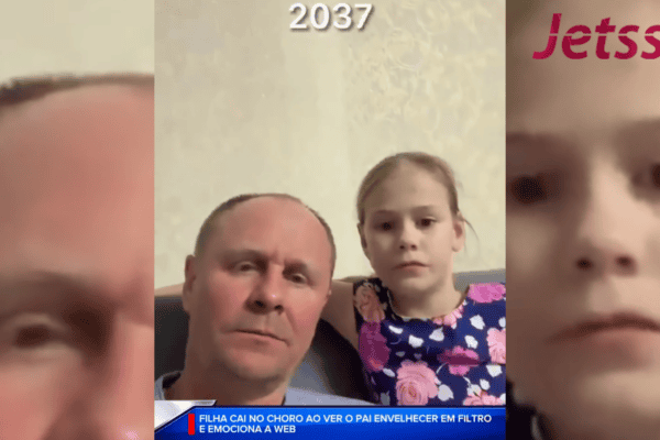 Filha cai no choro ao ver o pai envelhecer em filtro e emociona a web