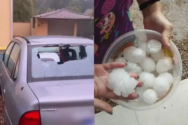 Pedras de granizo do tamanho de ovos destroem carros e assustam moradores em SC