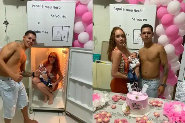 Surreal! Homem salva esposa grávida ao colocá-la dentro de uma geladeira