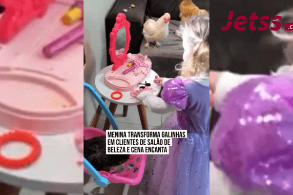 Menina transforma galinhas em clientes de salão de beleza e cena encanta