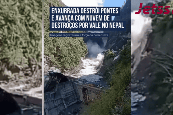 Enxurrada destrói pontes e avança com nuvem de destroços por vale no Nepal