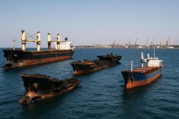 Rússia atinge três navios de carga da Ucrânia próximo a Odesa no Mar Negro
