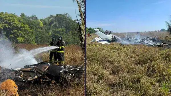 Vídeo mostra avião destroçado após queda que matou três pessoas