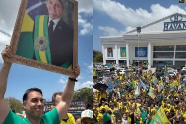 Flávio Bolsonaro exibe quadro de Jair Bolsonaro e desafia TRE-RJ: ‘Vem tomar’